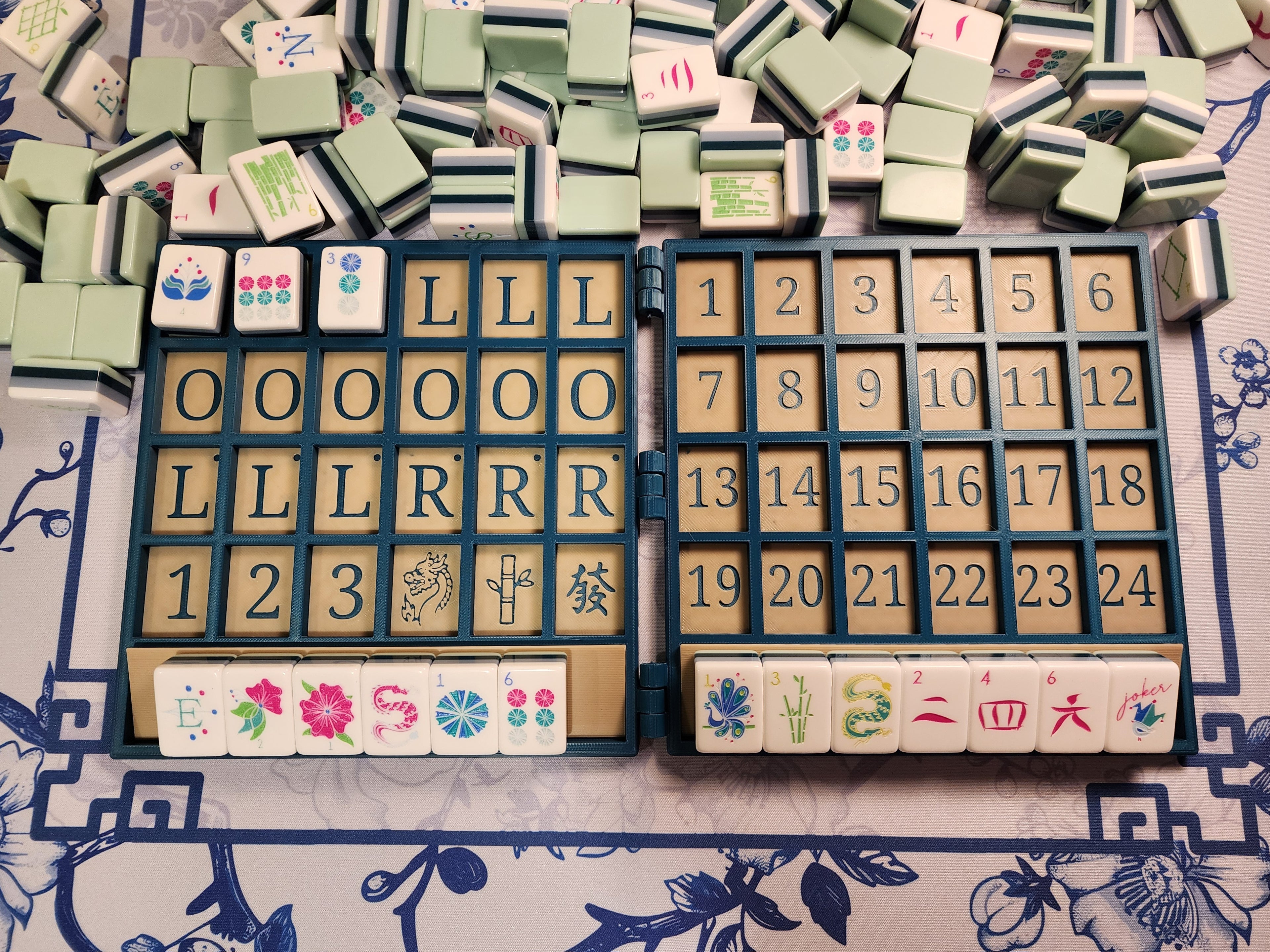 XL Anywhere Board | American Mahjong Large Tiles | Solo | Solitaire Board | Built In Rack |