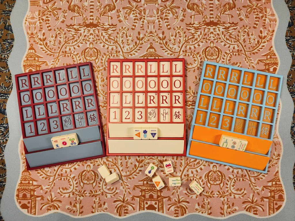 Mini Tiles Mahjong Practice Board | Built-In Racks | Angled Rack Risers | Mahjong Travel Accessories