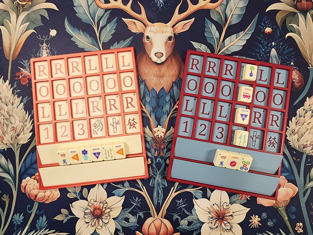 Mini Tiles Mahjong Practice Board | Built-In Racks | Angled Rack Risers | Mahjong Travel Accessories