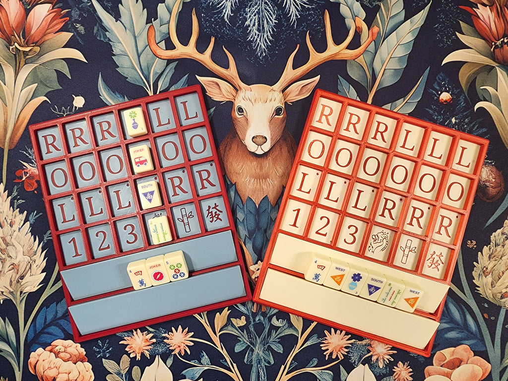 Mini Tiles Mahjong Practice Board | Built-In Racks | Angled Rack Risers | Mahjong Travel Accessories