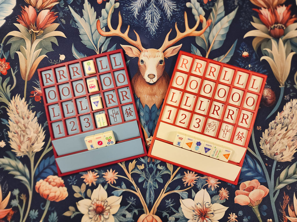 Mini Tiles Mahjong Practice Board | Built-In Racks | Angled Rack Risers | Mahjong Travel Accessories