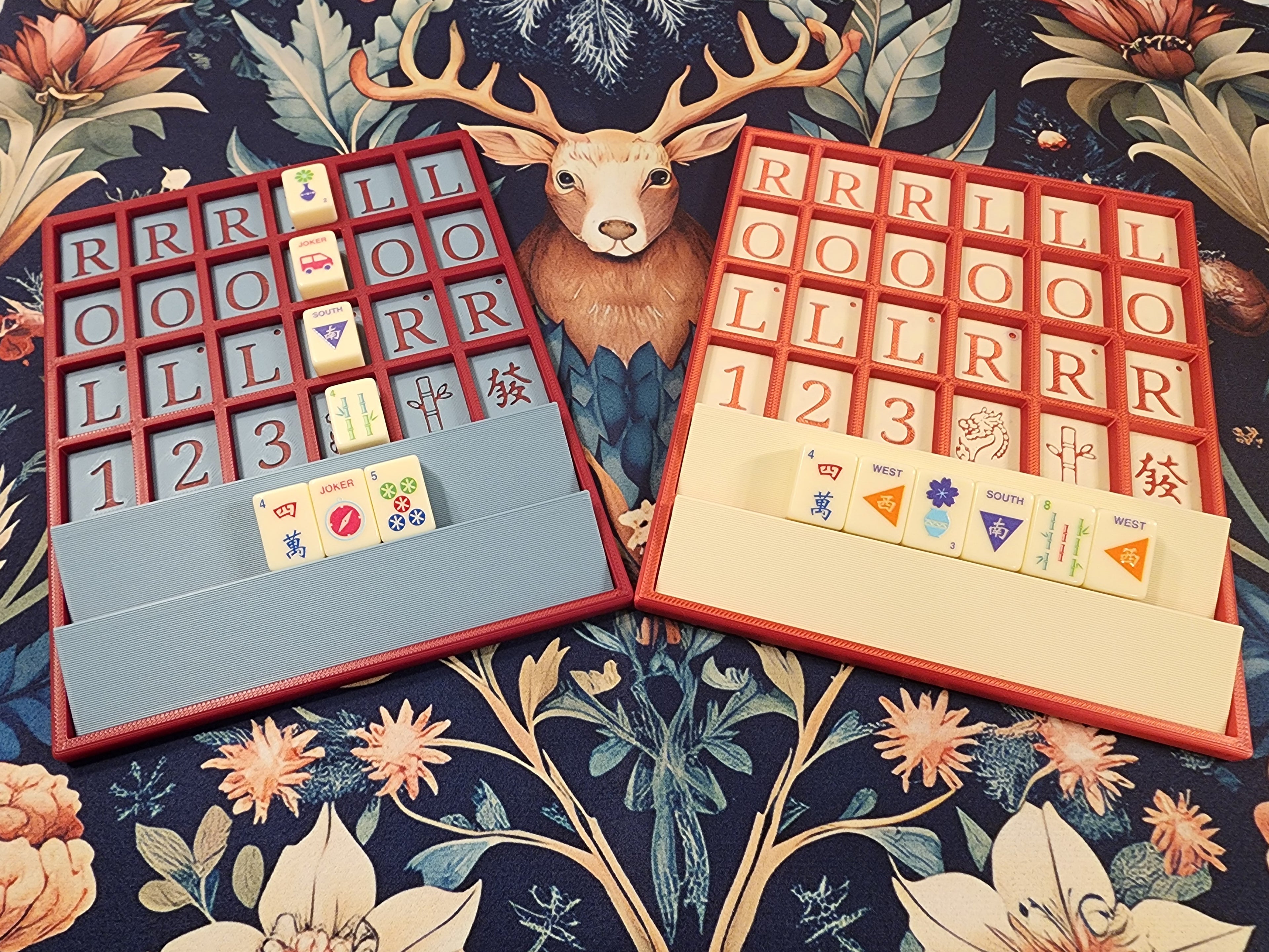 Mini Tiles Mahjong Practice Board | Built-In Racks | Angled Rack Risers | Mahjong Travel Accessories