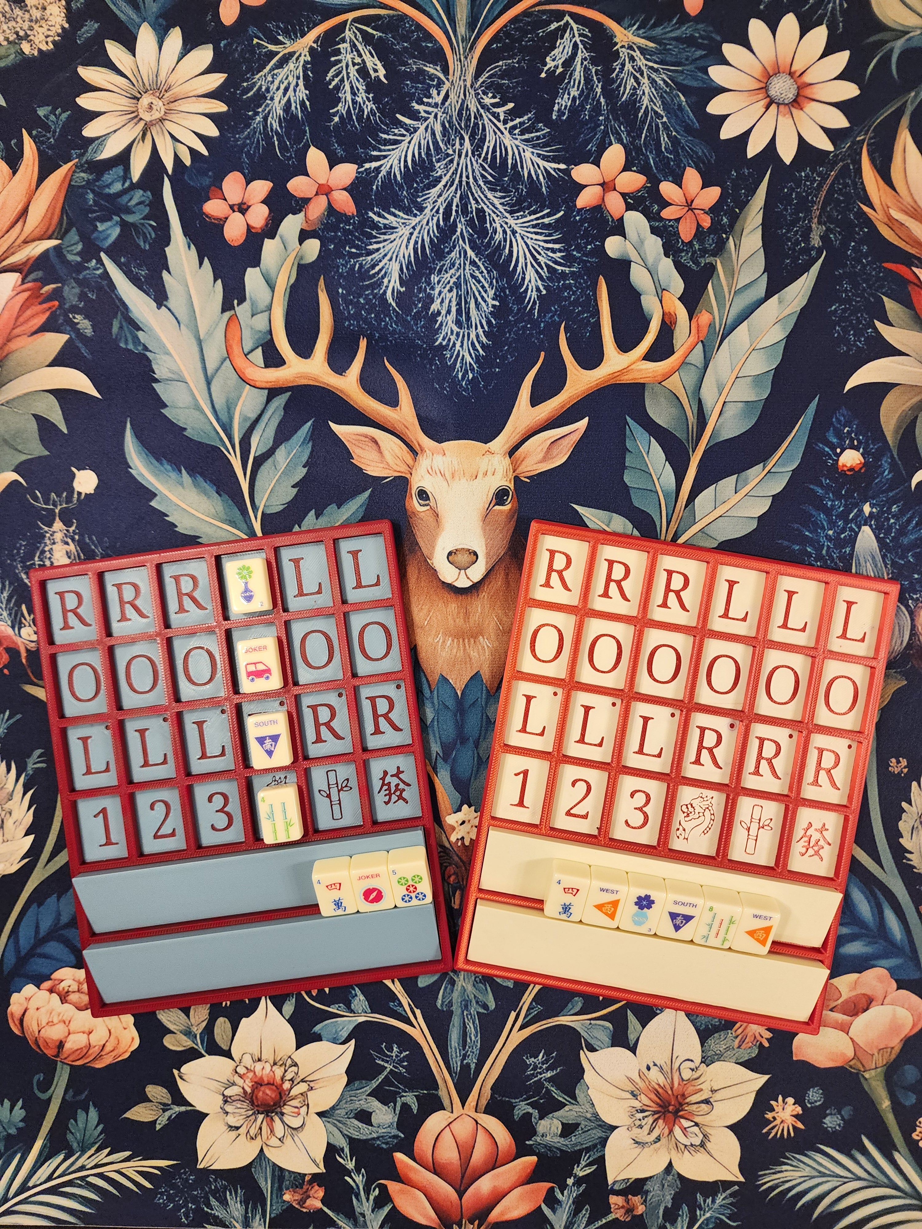 Mini Tiles Mahjong Practice Board | Built-In Racks | Angled Rack Risers | Mahjong Travel Accessories