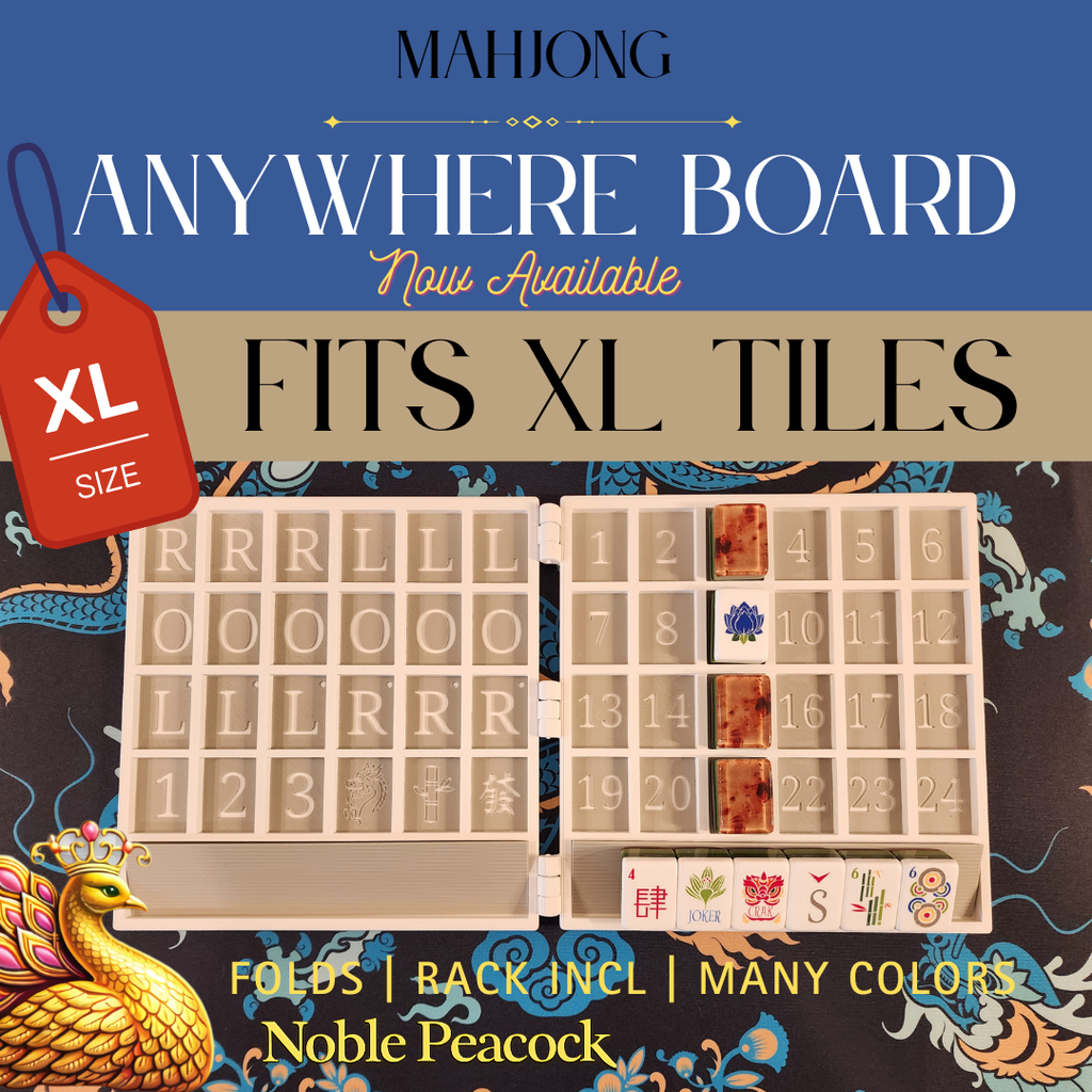 XL Anywhere Board | American Mahjong Large Tiles | Solo | Solitaire Board | Built In Rack |