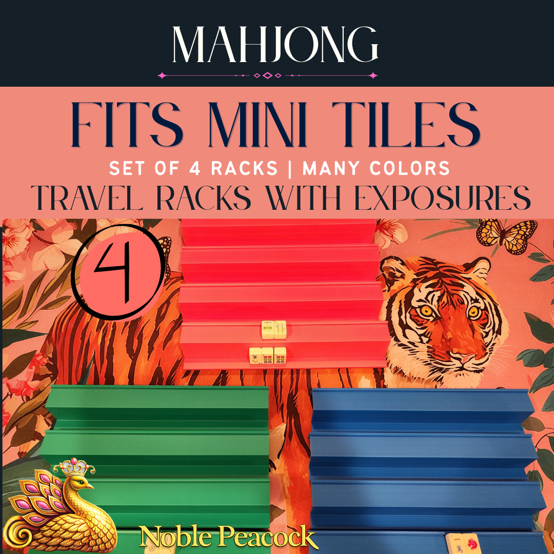 Mini Mahjong Travel Racks with Exposure Tray (4pack) with Pusher