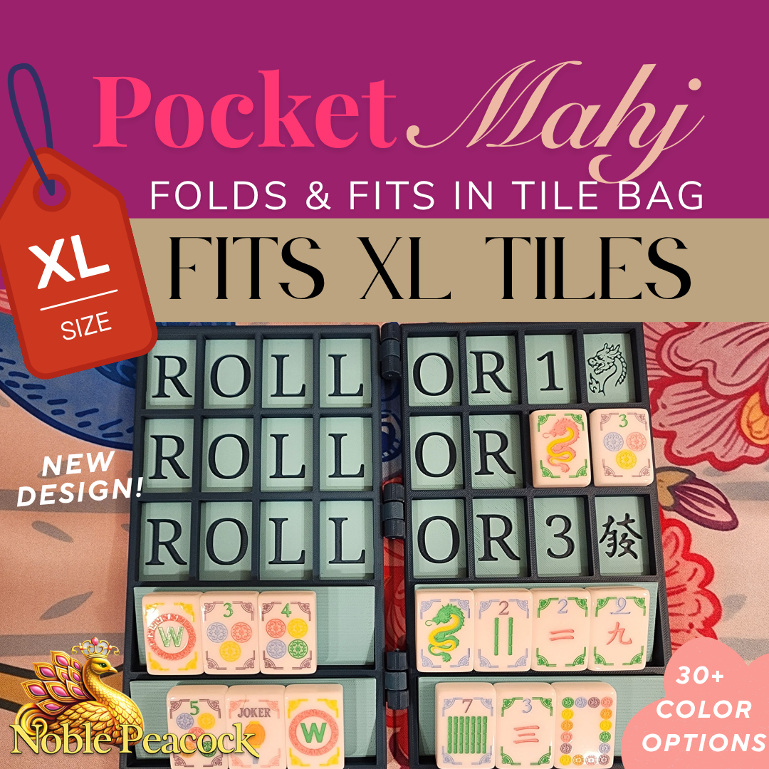 XL Pocket Mahj | Travel Practice Board | Folding Mahjong Practice Board | Built In Racks