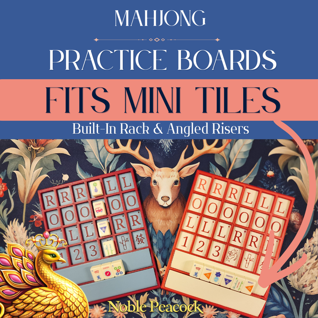 Mini Tiles Mahjong Practice Board | Built-In Racks | Angled Rack Risers | Mahjong Travel Accessories