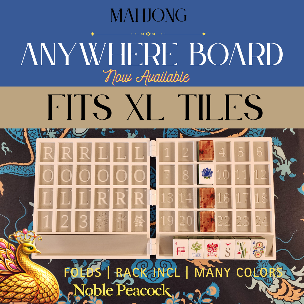 XL Anywhere Board | American Mahjong Large Tiles | Solo | Solitaire Board | Built In Rack |
